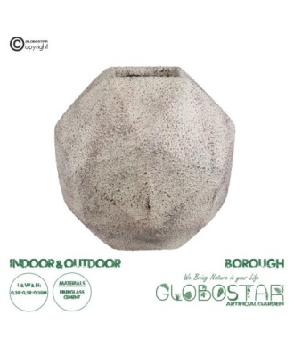 GloboStar® Artificial Garden BOROUGH 20781 Επιδαπέδιο Πολυεστερικό Τσιμεντένιο Κασπώ Γλάστρα - Flower Pot Λευκό με Μπεζ Μ38 x Π38 x Υ38cm